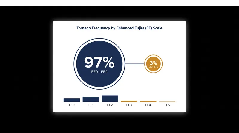 The new building code targets EF0 through EF2 tornadoes, which account for 97% of all recorded tornadoes in the U.S.