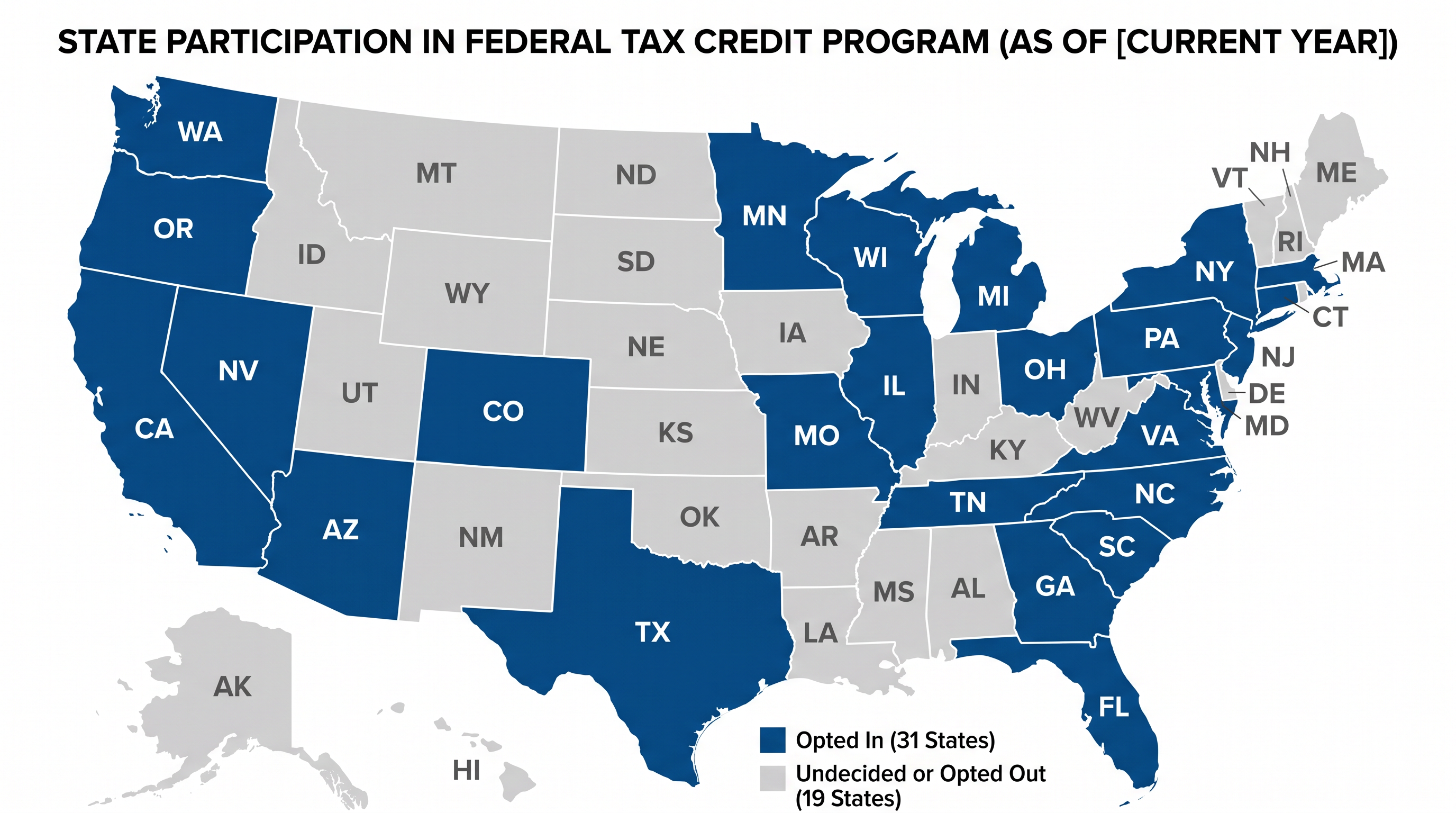 As of mid-2026, 31 states have opted into the federal scholarship program, while 19 remain undecided or opposed.