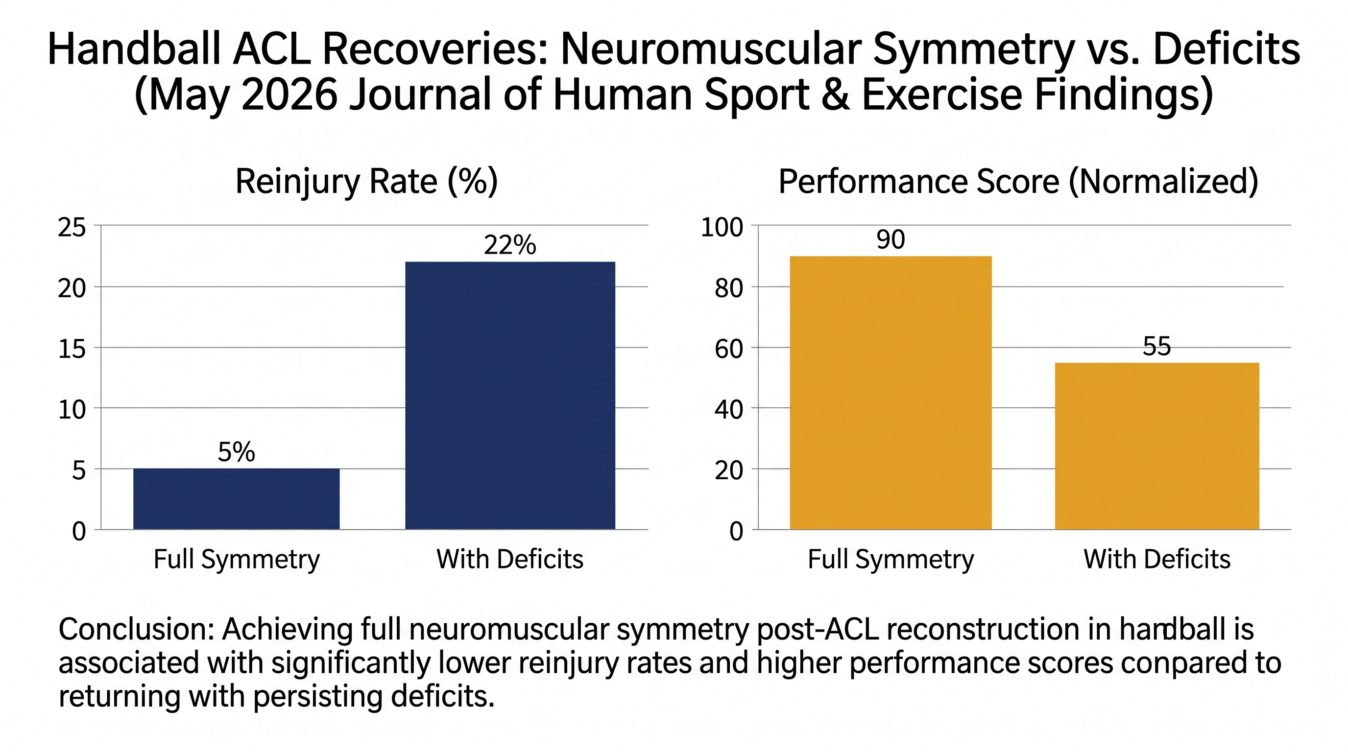 Research indicates a 35.3% reinjury rate among players who return to competition before achieving full neuromuscular symmetry.
