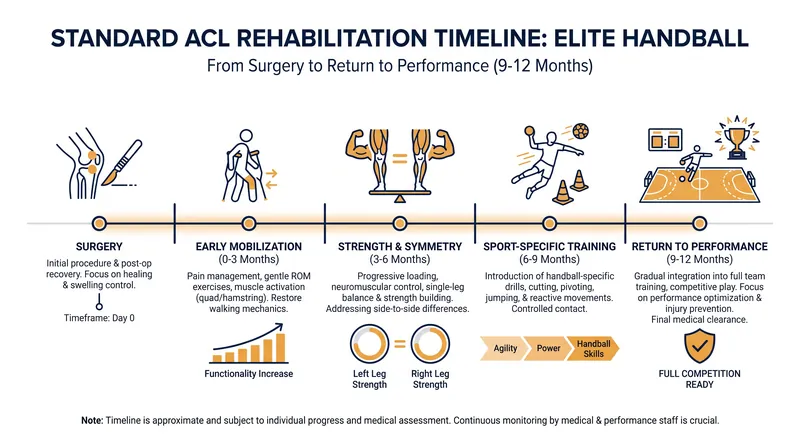The modern 'return to performance' timeline prioritizes long-term joint health over a rapid return to the court.