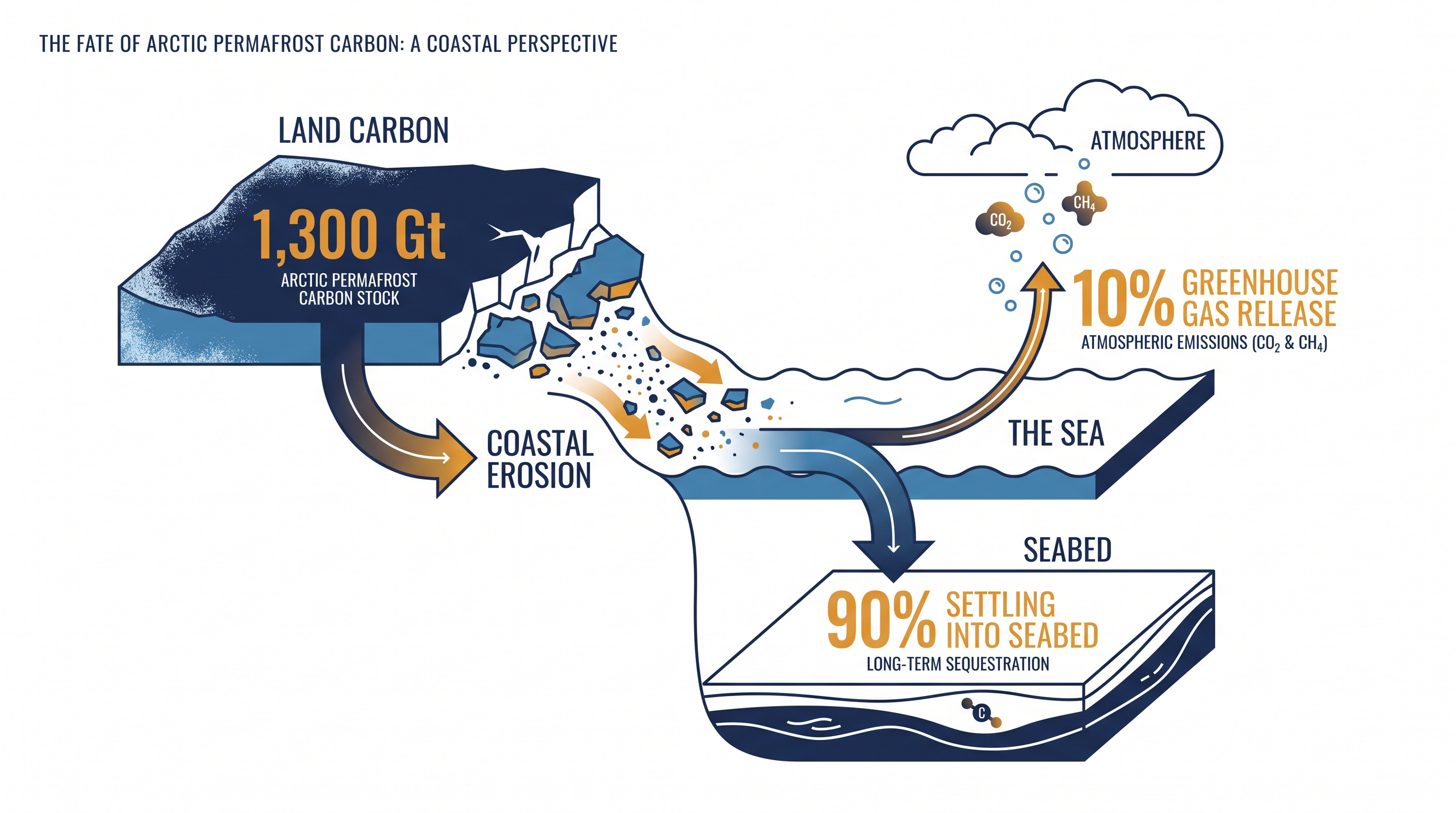 The vast majority of carbon eroded from Arctic coastlines is safely buried in the seabed.