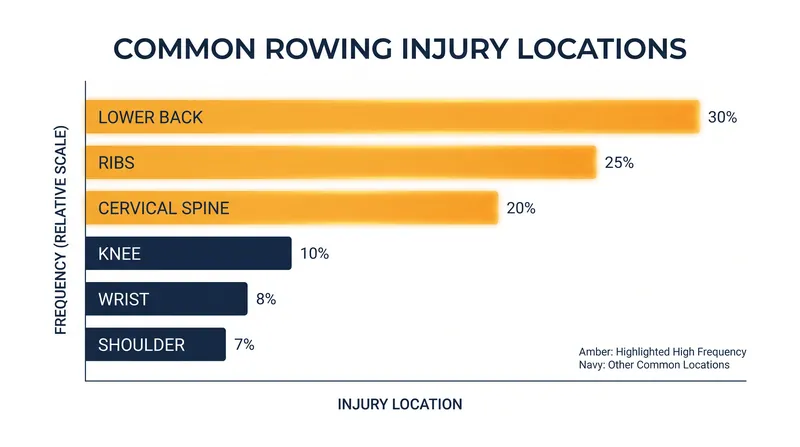While lower back and rib stress injuries dominate rowing clinics, cervical compression presents a severe neurological threat.