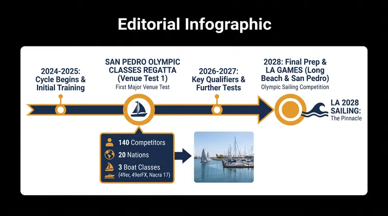 The San Pedro regatta marks the beginning of the crucial venue-testing phase for the 2028 Games.