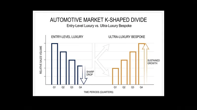 The K-shaped divide shows entry-level buyers retreating while ultra-wealthy consumers continue to spend on bespoke models.