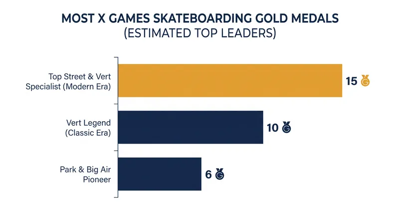 Huston holds the all-time record for X Games skateboarding gold medals.