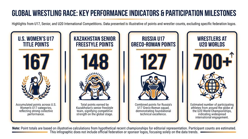 Key figures defining the current United World Wrestling global standings race.