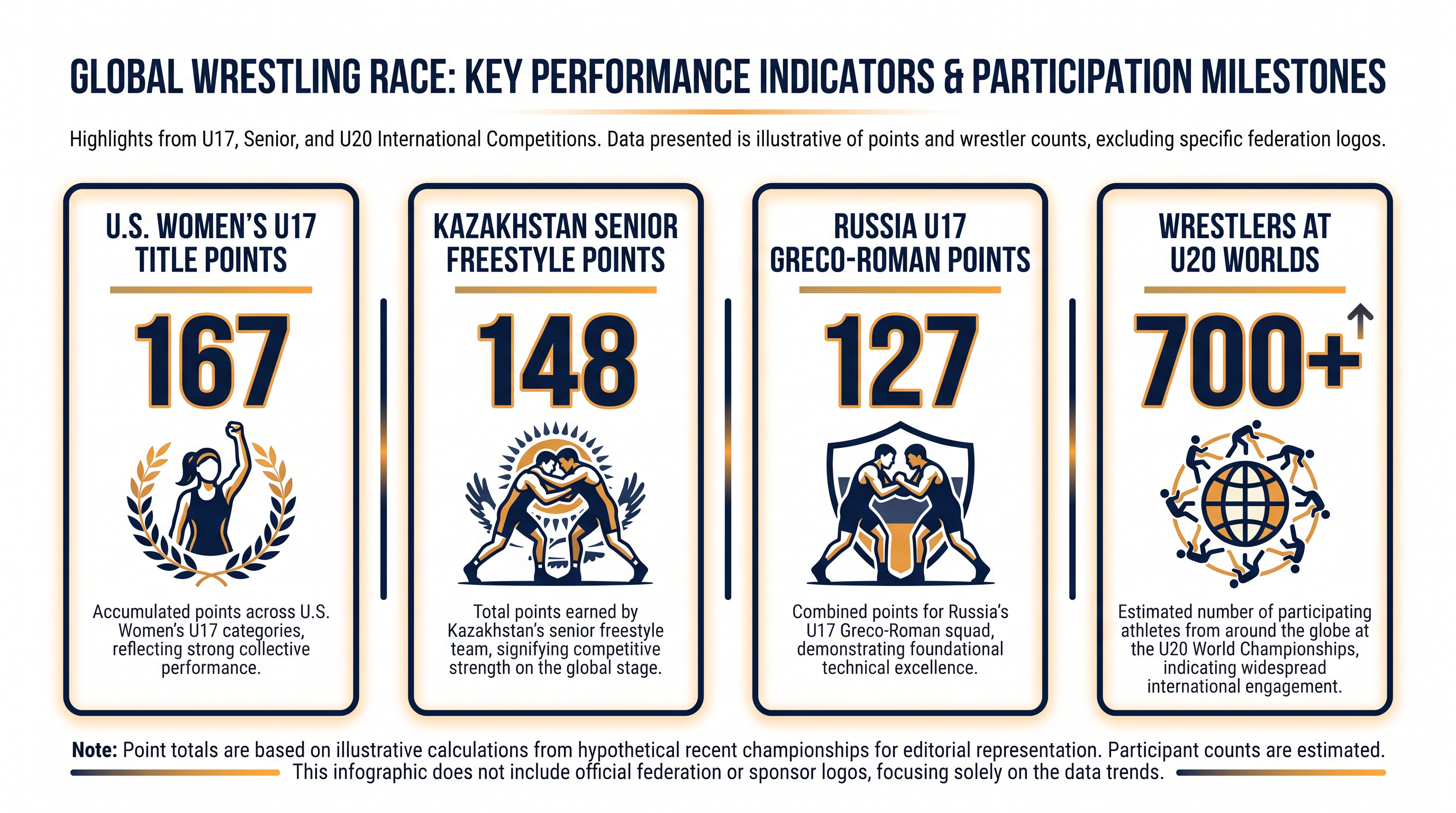Key figures defining the current United World Wrestling global standings race.