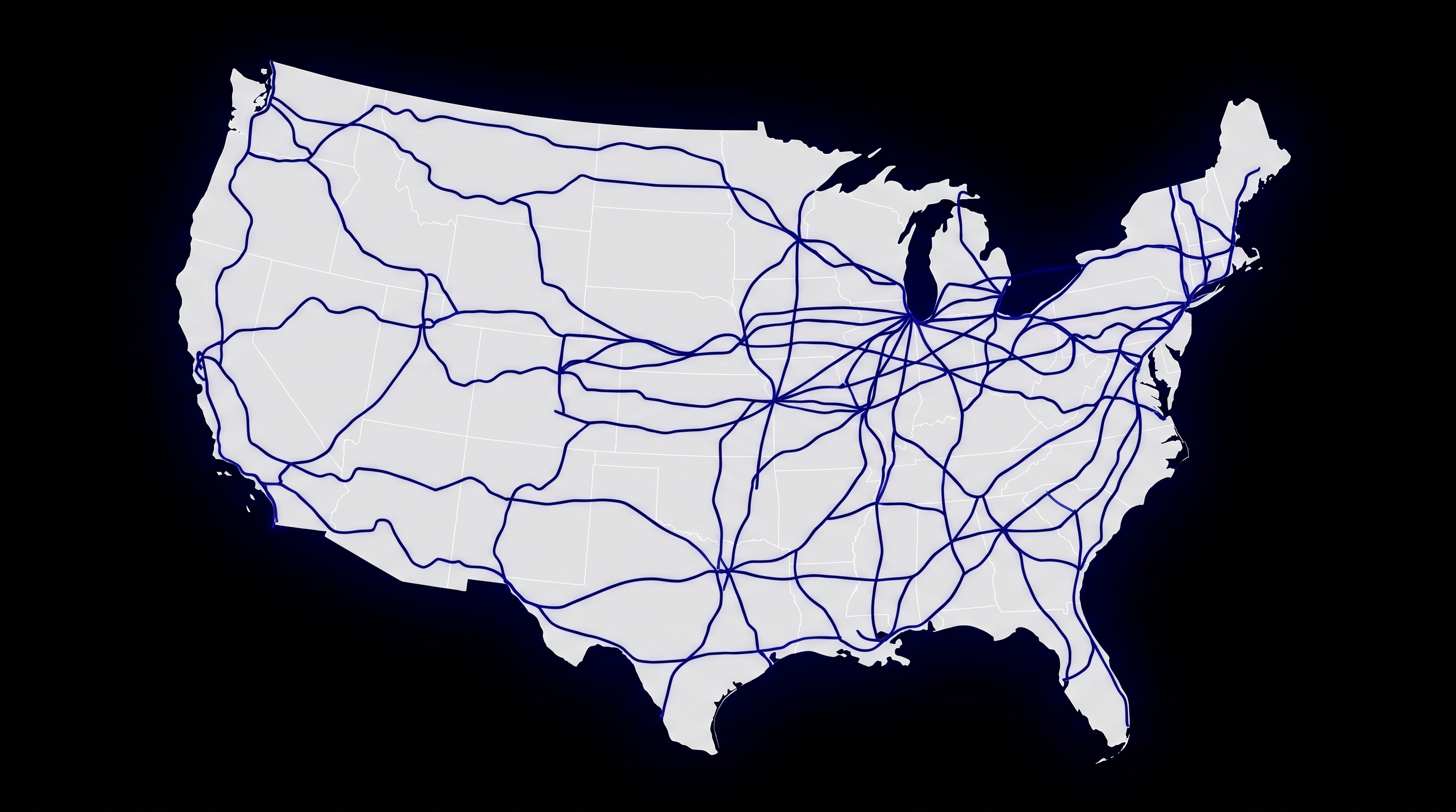 The combined network aims to bypass congested mid-continent interchanges.