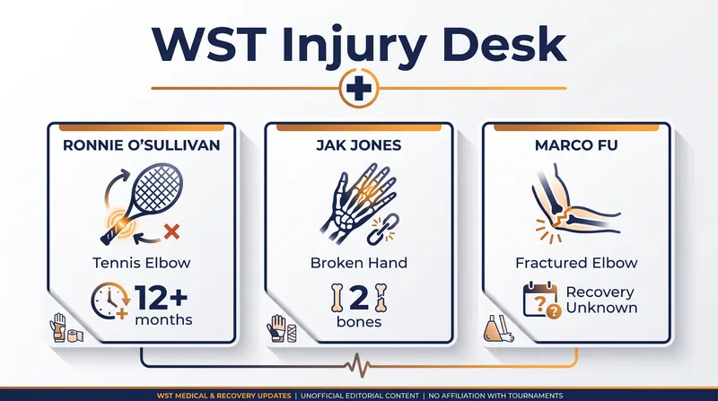 A snapshot of recent significant injuries across the World Snooker Tour.