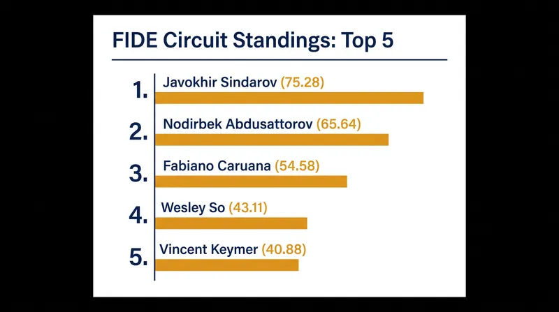 Current top 5 standings in the 2026-2027 FIDE Circuit.