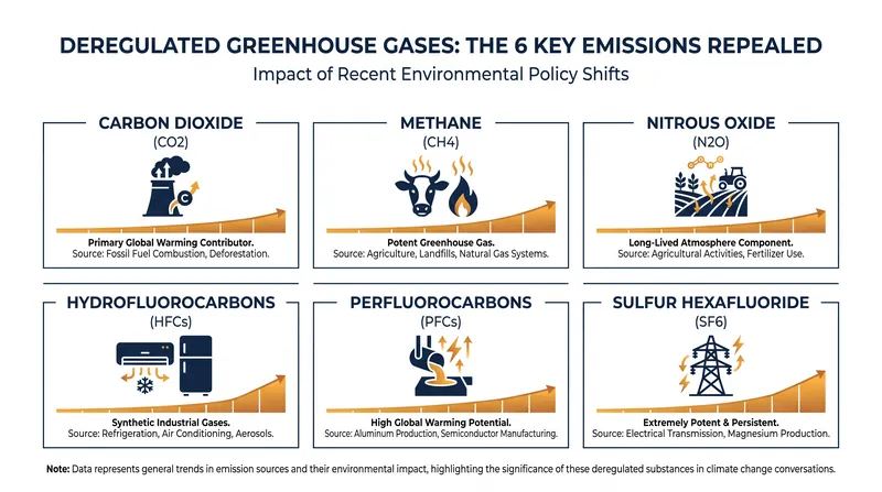 The six primary greenhouse gases that were covered under the original 2009 Endangerment Finding.