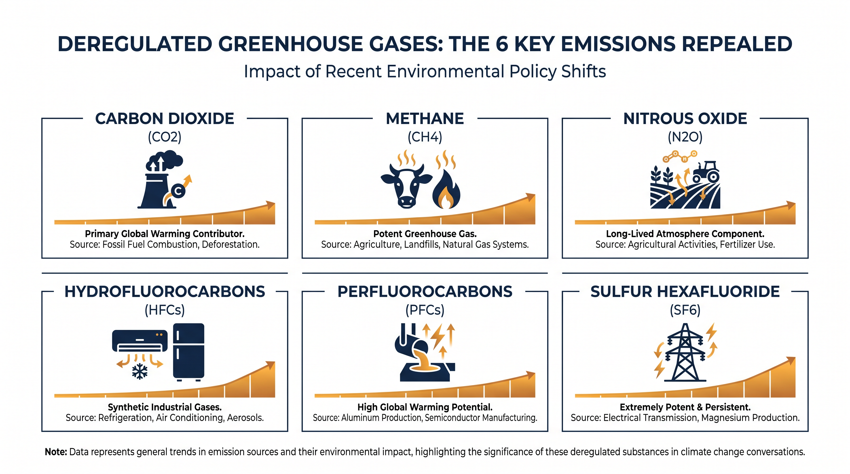 The six primary greenhouse gases that were covered under the original 2009 Endangerment Finding.