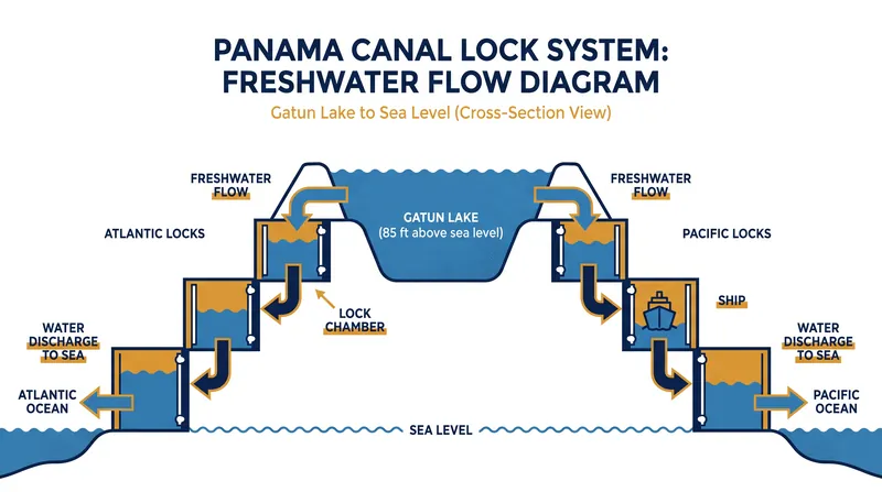 Millions of gallons of freshwater are flushed into the ocean with every canal transit.