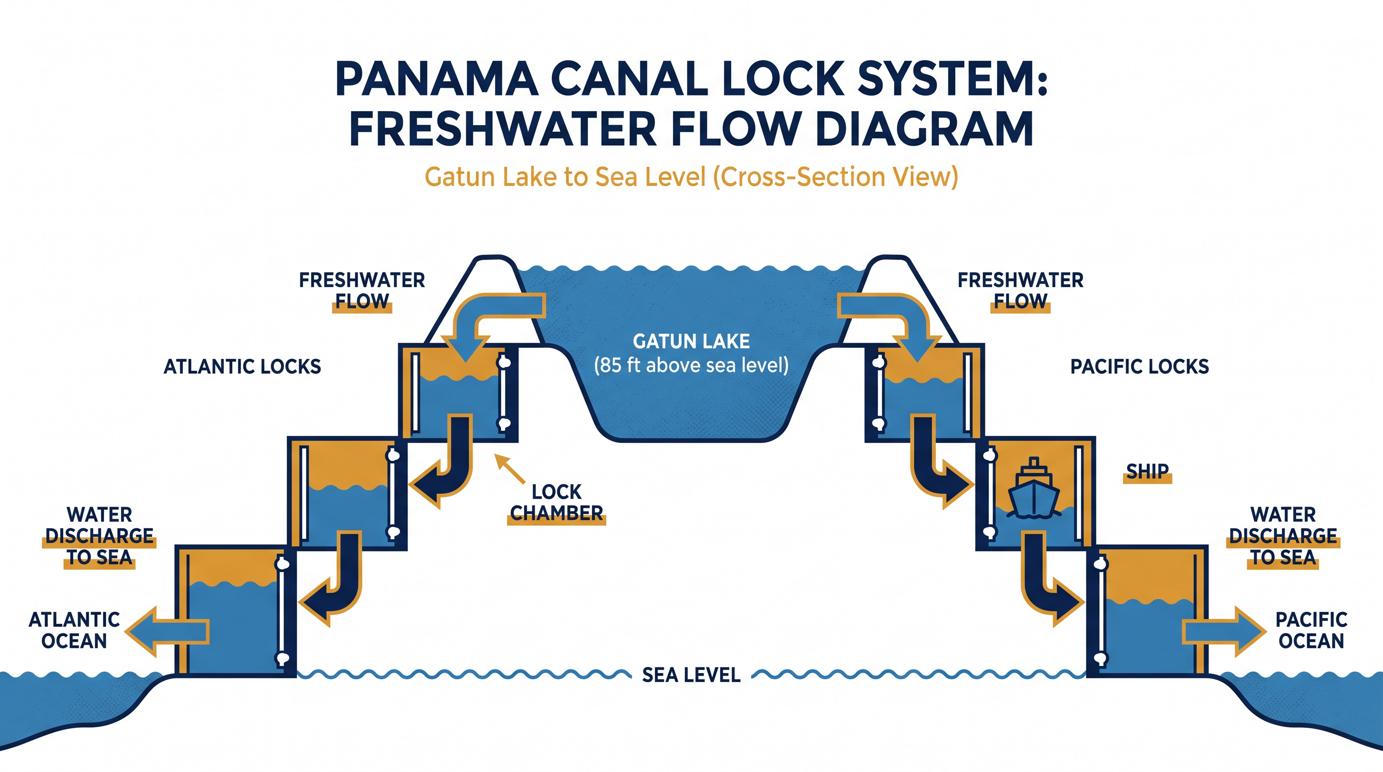 Millions of gallons of freshwater are flushed into the ocean with every canal transit.