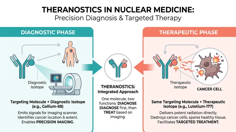 Theranostics pairs targeted diagnostic imaging with localized radiation therapy to find and fight tumors.