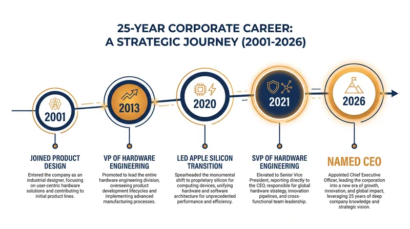 John Ternus's 25-year ascent through Apple's hardware engineering ranks.