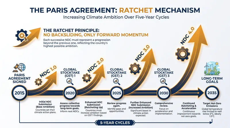The Paris Agreement requires countries to submit increasingly ambitious climate targets every five years.