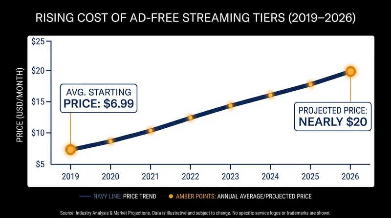 The cost of ad-free streaming has more than doubled since the launch of the major platforms.