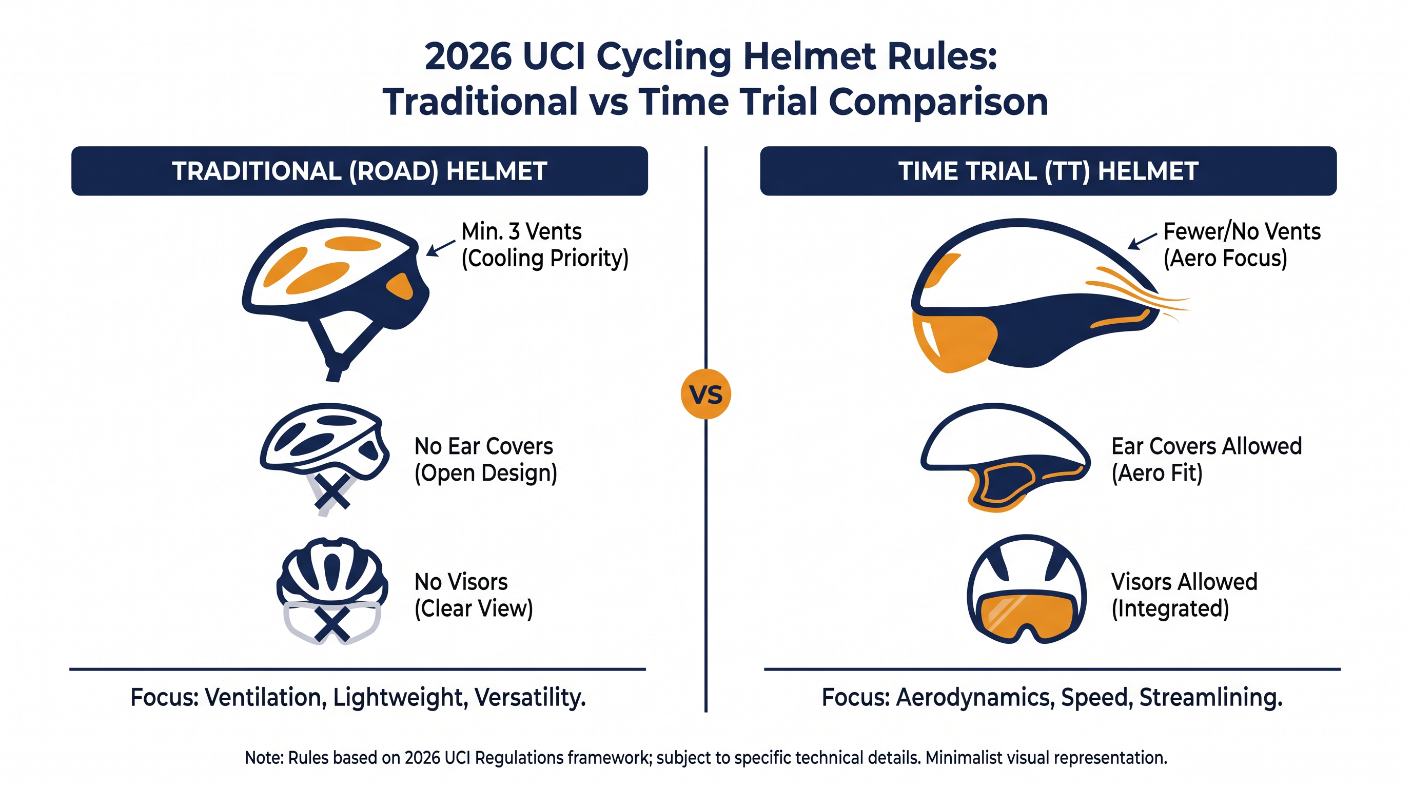 Helmets in mass-start races must now meet strict ventilation and shape requirements.