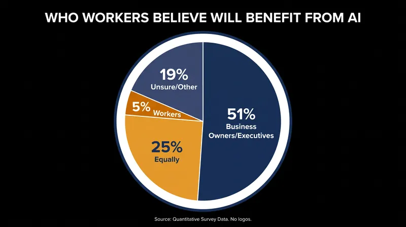 Over half of surveyed workers believe the financial benefits of AI will be concentrated at the top.