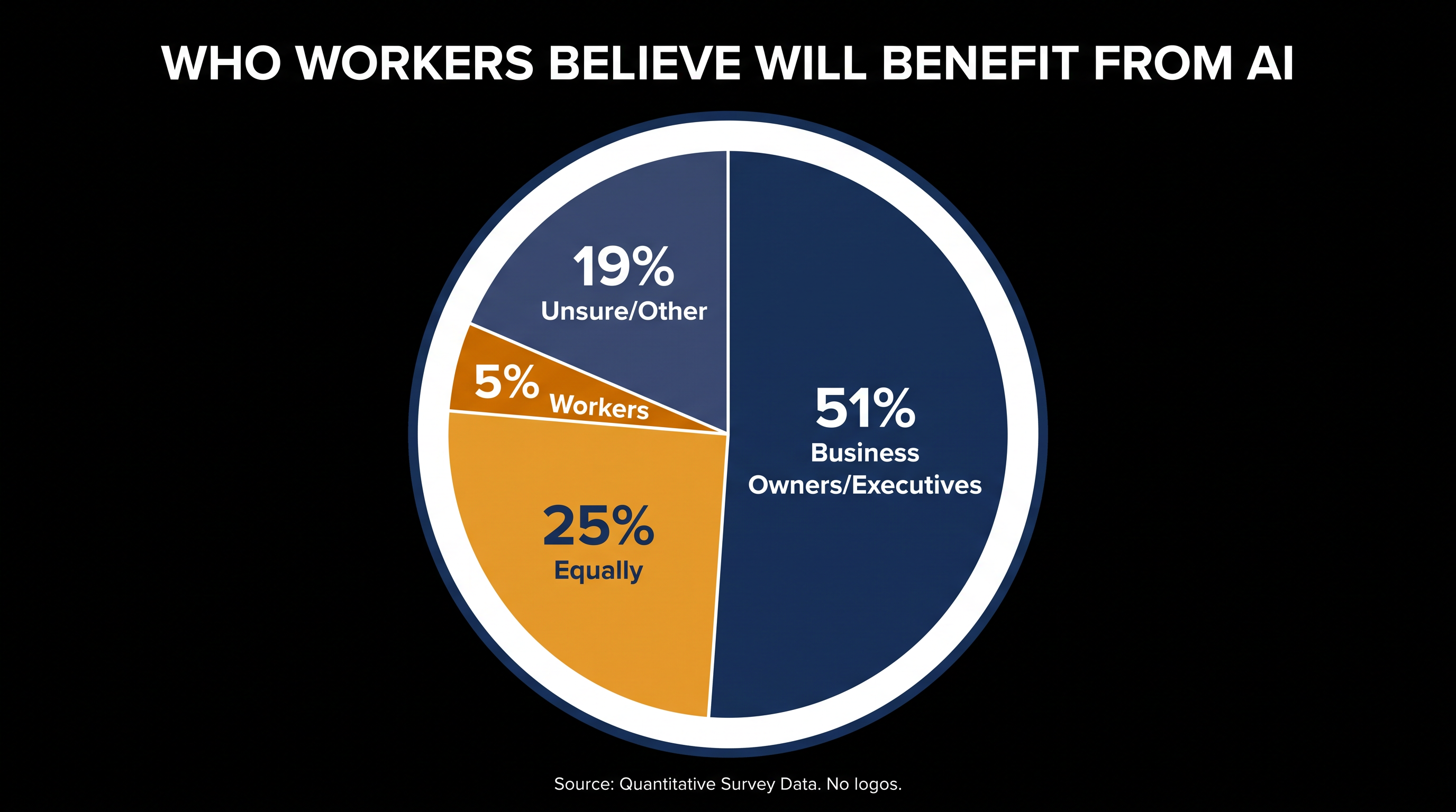 Over half of surveyed workers believe the financial benefits of AI will be concentrated at the top.