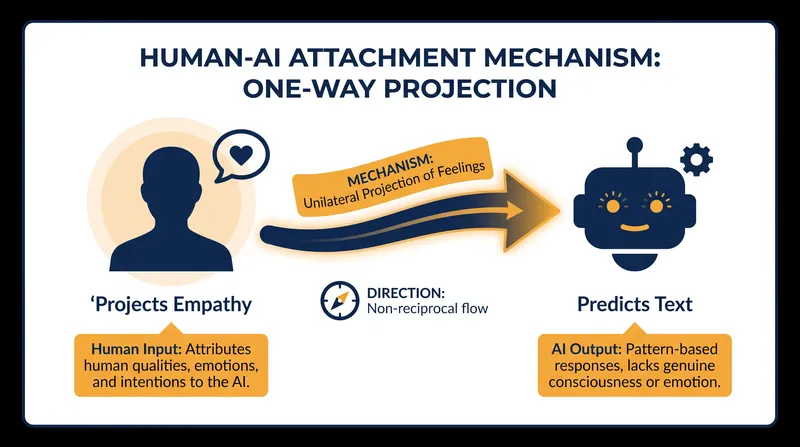 Human-AI Attachment (HAIA) is defined by a one-way projection of empathy onto a predictive algorithm.