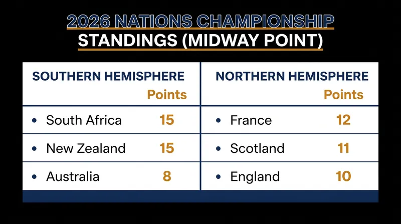 Nations Championship Standings at the midway point of the 2026 season.