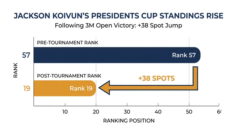 Jackson Koivun jumped 38 spots in the U.S. standings after his historic victory at the 3M Open.