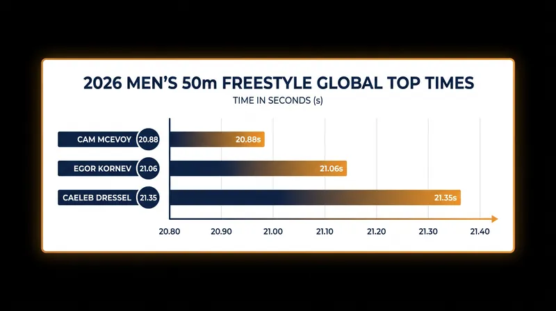 Caeleb Dressel's latest 50m freestyle time places him third in the 2026 global standings.