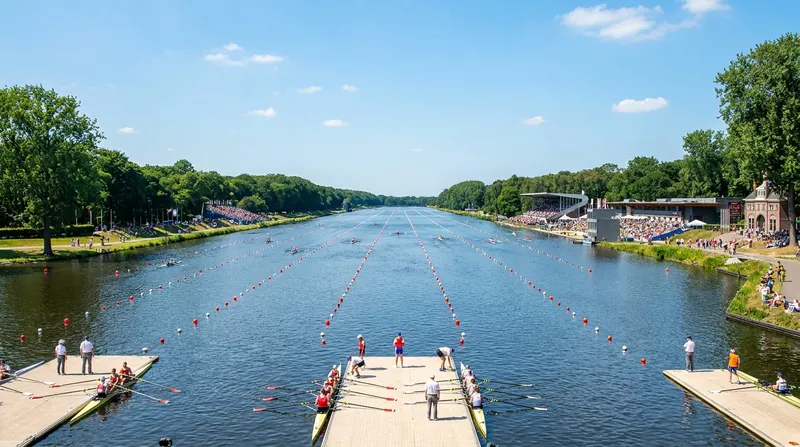 Amsterdam's historic Bosbaan, built in 1937, will host the 2026 World Rowing Championships.