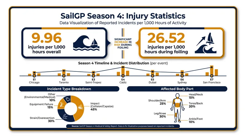 Recent epidemiological studies highlight the elevated risk of injury during foiling maneuvers.