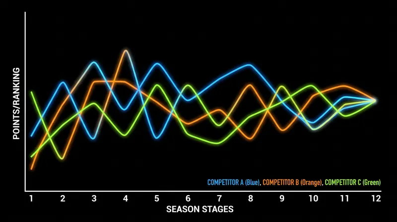 Points accumulation across the 2026 season shows the gap between the top competitors narrowing to historic lows.