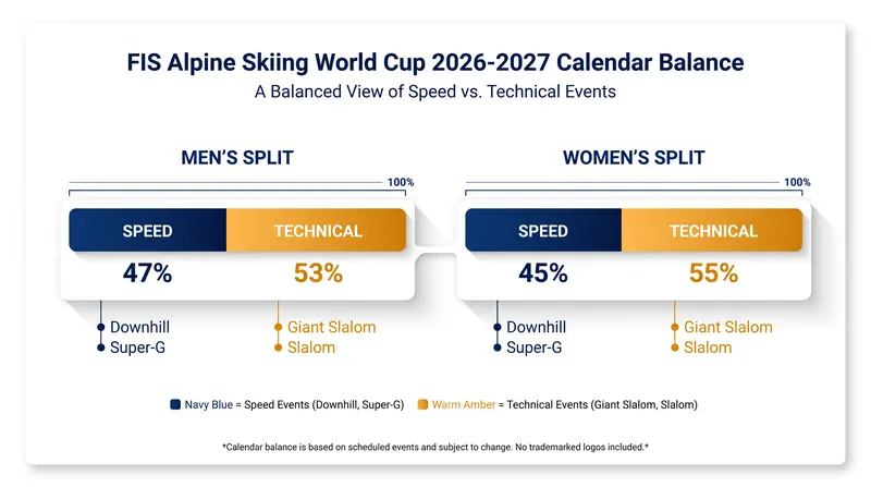 The newly finalized calendar offers a near-even split between speed and technical disciplines.