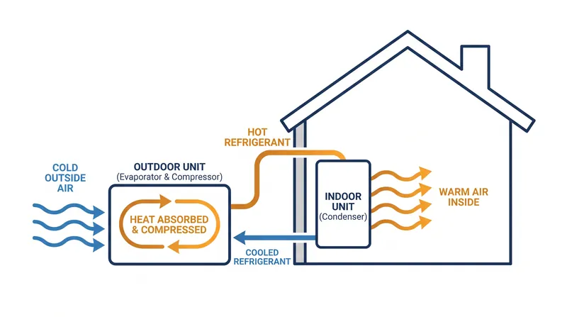 Unlike traditional furnaces, heat pumps move ambient thermal energy rather than generating heat through combustion.
