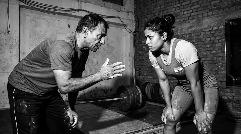 Head coach Vijay Sharma made a bold tactical call to increase the weight on Martina Devi's final snatch attempt.
