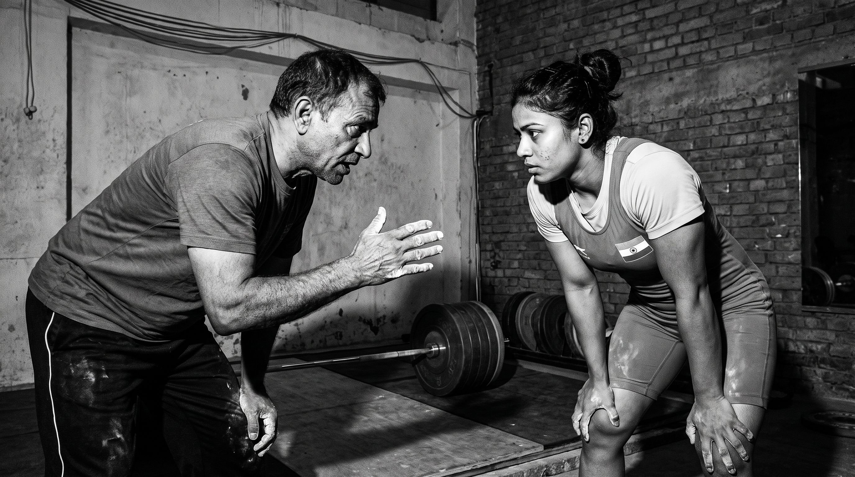 Head coach Vijay Sharma made a bold tactical call to increase the weight on Martina Devi's final snatch attempt.