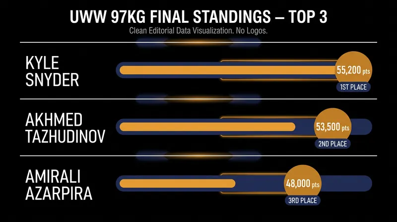 The 97kg race came down to the wire, with the top seed secured by a margin of just 1,700 points.