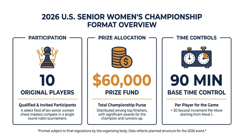 Key figures for the 2026 U.S. Senior Women's Chess Championship.
