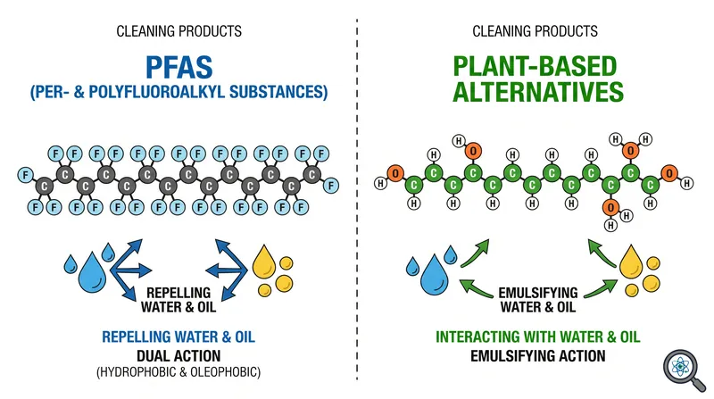 How fluorosurfactants work in cleaning products, and the molecular bonds that make them 'forever chemicals.'