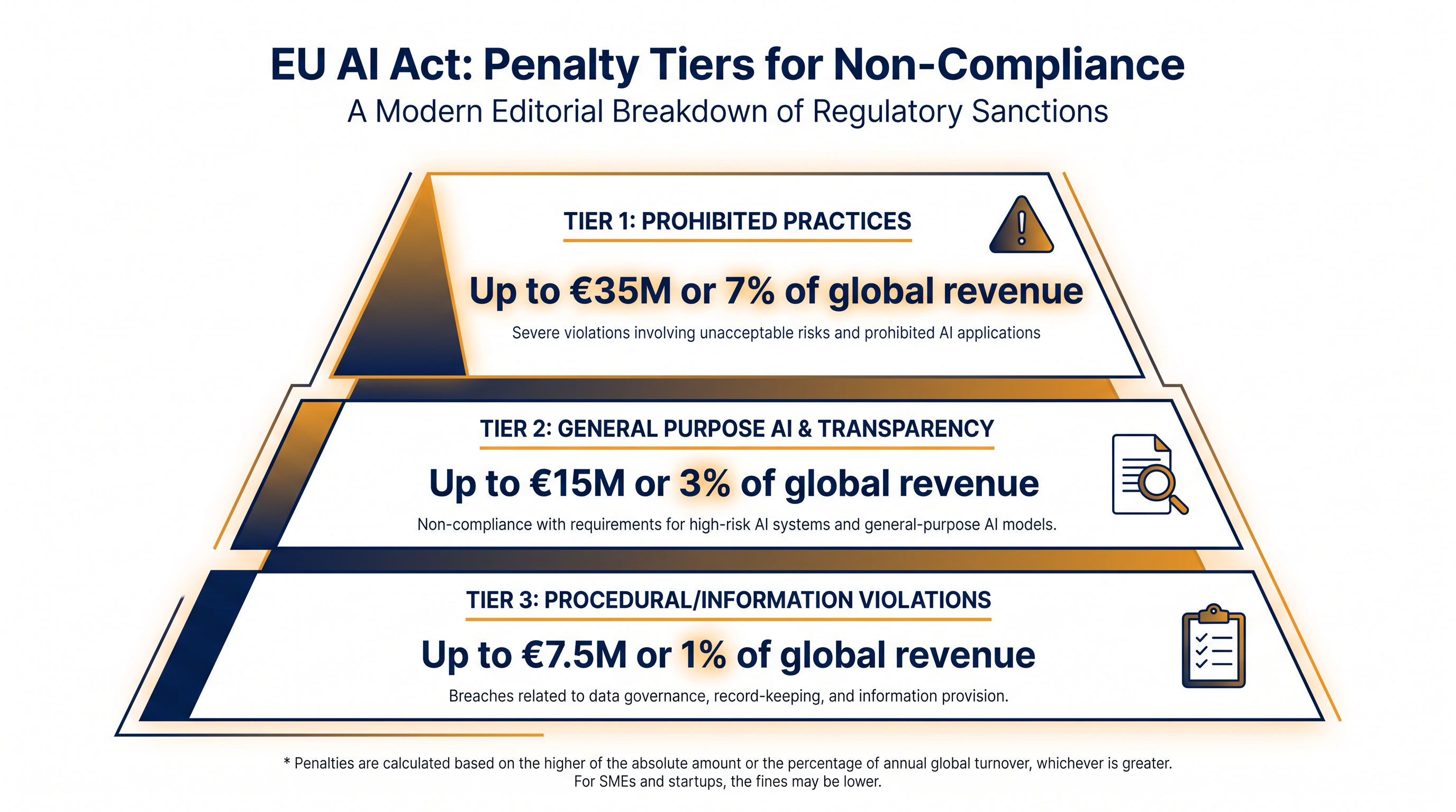 Financial penalties under the EU AI Act scale based on the severity of the violation.