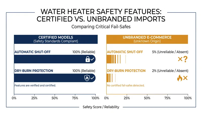 Certified appliances feature automatic shut-offs that prevent the heating elements from igniting when removed from water.