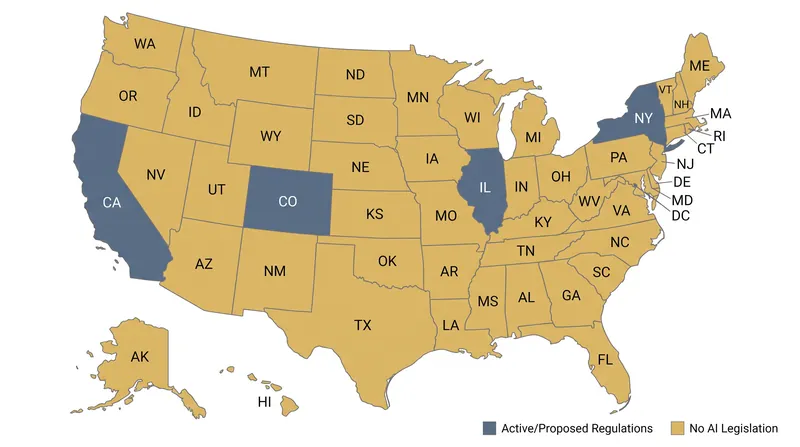 The patchwork of state-level AI regulations that the DOJ task force aims to dismantle.