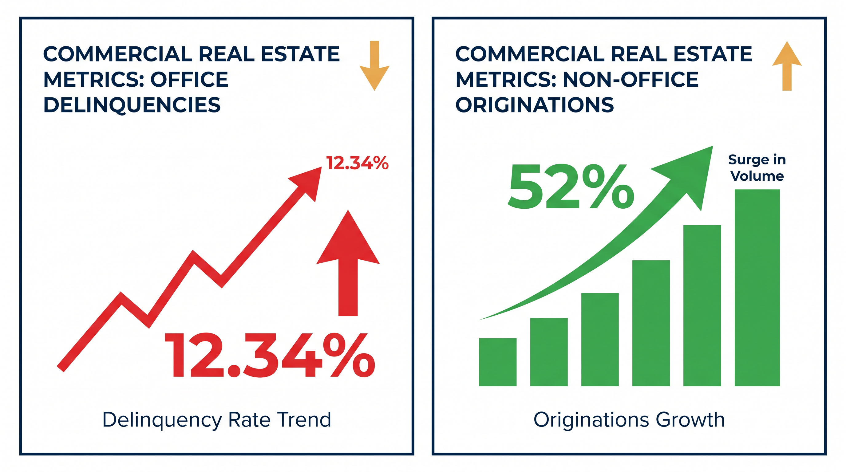 Office delinquencies have reached record highs while lending for other commercial properties surges.