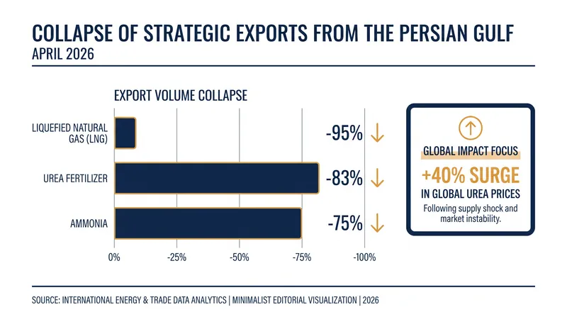 The disruption triggered a near-total collapse in both energy and agricultural exports from the region.