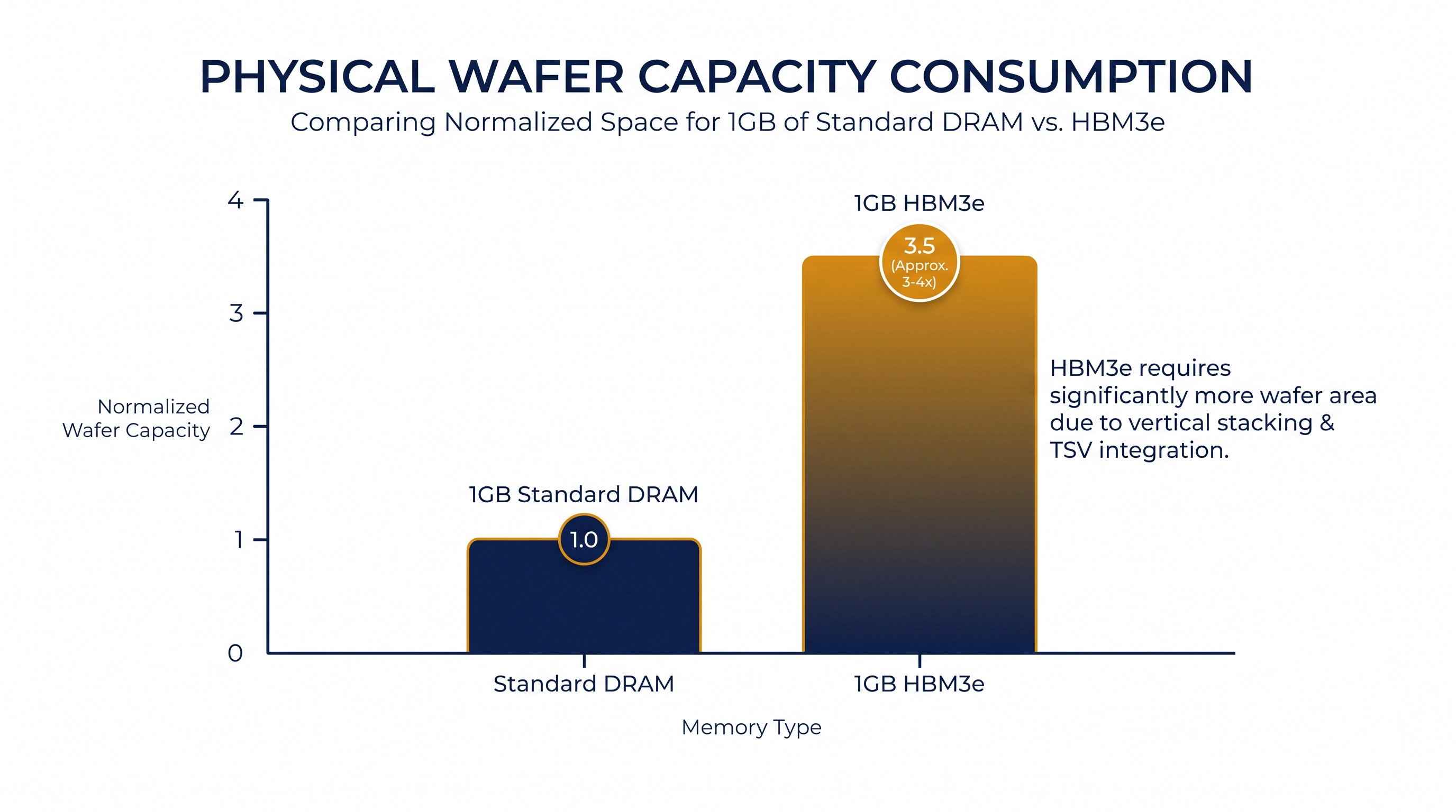 High Bandwidth Memory (HBM) requires significantly more manufacturing capacity than standard DRAM.
