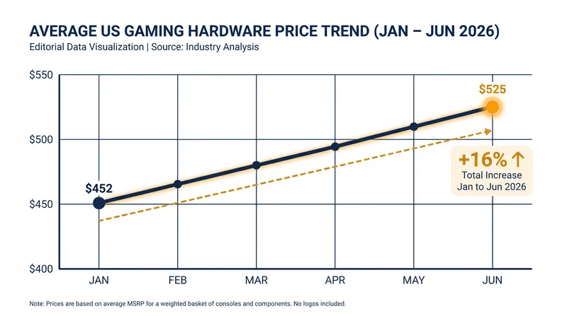 Average gaming hardware prices have climbed 16% in the first half of 2026.