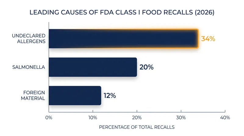 Undeclared allergens have surpassed pathogens as the leading cause of FDA food recalls.
