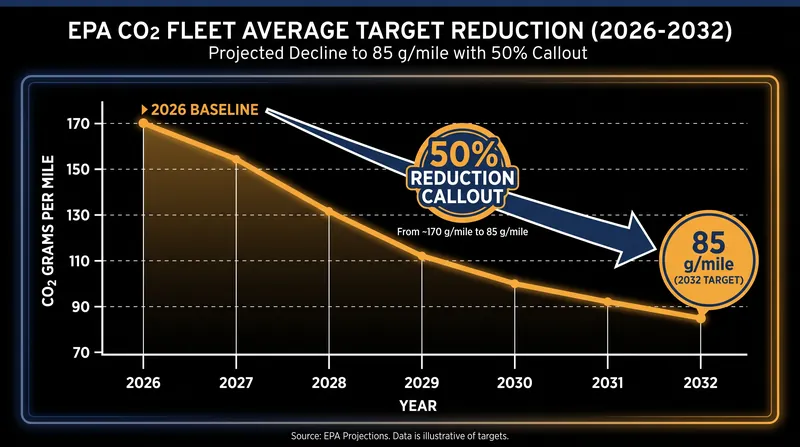 The rule requires a nearly 50% reduction in fleet-wide CO2 emissions by 2032.