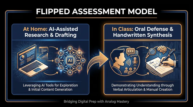 The new educational model separates AI-assisted preparation from human-verified application.