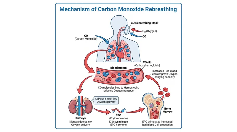 How repeated carbon monoxide inhalation creates artificial hypoxia to stimulate red blood cell production.